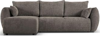 BLOOMINGLOFT 4-Sitzer Design Ecksofa Matera mit Bettfunktion, Chenille Grau