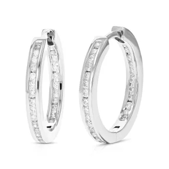 Vir Jewels 1/2 cttw Lab Grown Diamond Hoops Earrings in Sterling Silver With Hidden Post For Women