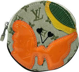 Louis Vuitton Green Multi-Color Yellow Canvas Leather Coin Purse/Coin Case (Pre-Owned)