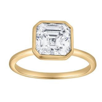 LuvMyJewelry Adele 2.5Ct Asscher Lab Grown Diamond Bezel Engagement Ring in 14K Yellow Gold at Nordstrom, Size 7