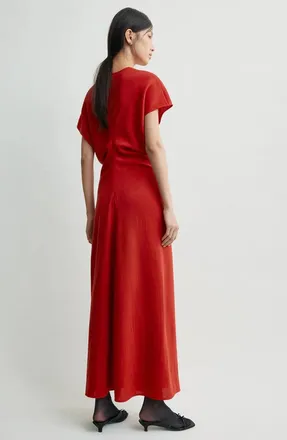Toteme Gathered Viscose Dress - Red