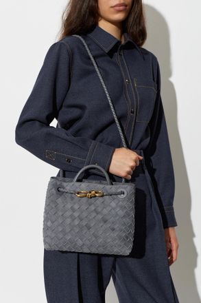 Bottega Veneta Andiamo Small Hand Bag, Womens, Grey