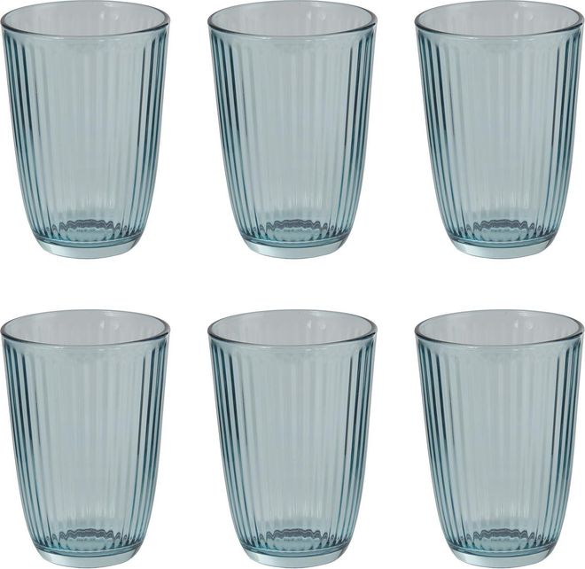 Butlers 6er Set Trinkglas Rillen-Design 390 ml Glas LINEE | stilvolles Wasserglas | vielseitiges Saftglas | für gedeckten Tisch & Alltagsgetränke ab 19,99 €
