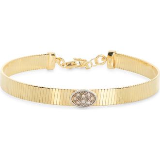 Meshmerise Oval Diamond Ribbed Chain Bracelet in Yellow Gold at Nordstrom Rack