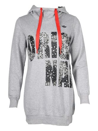 adidas logo-print hoodie - women - Cotton/Polyester/Cotton - 4 - Grey