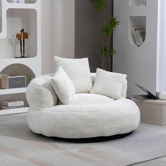 Direct Wicker Lazy Sofa, Durable Comfort High Back Chenille Bean Bag Chair Couch in Beige | Size: 1 Pack