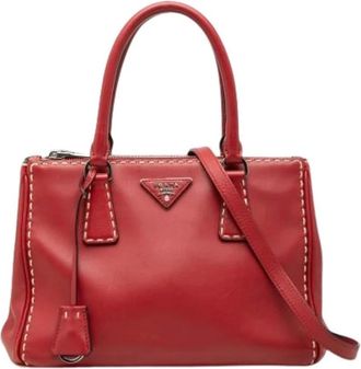 Prada Pre-owned Handbags, female, Red, Size: ONE SIZE Pre-owned The Galleria Double Zip