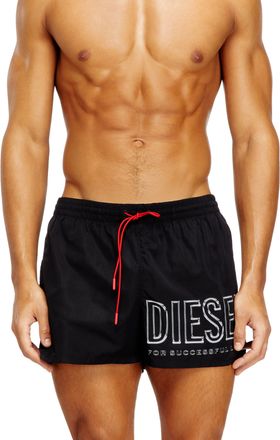 Diesel Mid-length swim shorts with outline logo - Swim shorts - Man - Black