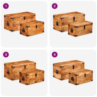 Berkfield Home Storage Chest Set 2 Pieces Rough Mango Wood in Brown