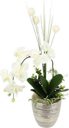 I.GE.A. Kunstblume »Arrangement Orchidee/Gras« Topf aus Keramik