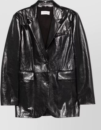 Sportmax leather jacket detachable belt notched lapels