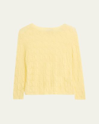 Vince Fine Lace 3/4-Sleeve Crewneck Top