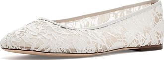 Lauren Ralph Lauren Jayna Leather-Trim Crocheted Lace Flats Womens Flat Shoes Snow White : 8.5 B - Medium, Leather/Polyester
