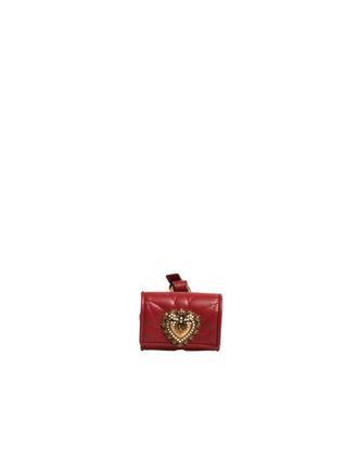 Dolce & Gabbana Womens Black Leather Devotion Heart Strap Airpod Case Red Lamb Accessory