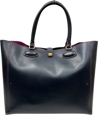Loewe Dark Navy Pink Leather Pouch Tote Bag (Pre-Owned)