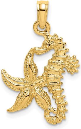 Diamond2Deal 14k Yellow Gold Starfish and Seahorse Charm Pendant