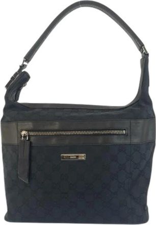 Gucci Pre-owned GG Canvas Leren Schoudertas - Dames - Vintage Schoudertas - Zwart - ONE Size - Leer - Vintage
