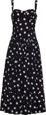 Cara Cara Santiago polka-dot tiered midi dress - Black