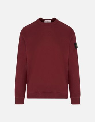 Stone Island Mens Stone Island Brushed Organic Cotton Burgundy Red Sweatshirt - Size: 44