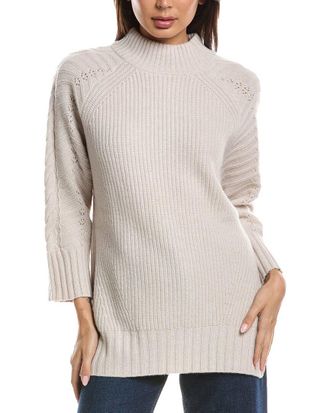 Fort&eacute; Cashmere Luxe Cable Mock Neck Cashmere Sweater