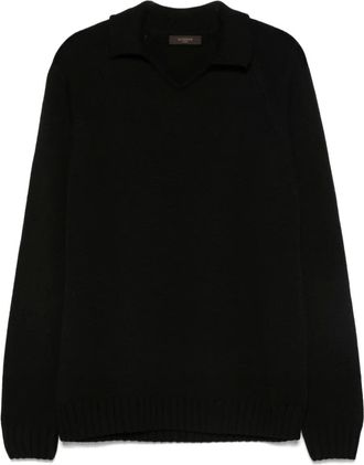 Zanone Maglione con colletto polo - Nero
