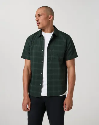 Vuori Clothing Short Sleeve Plaid Button Down Shirt | Evergreen | Medium