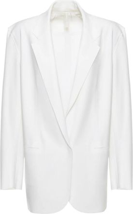 Norma Kamali Oversized Single Breasted Jacket - Dames - Blazers - Wit - 2XS - Leer - Jassen