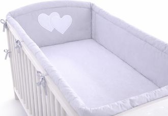 OEM Protector De Cuna Universal Xxl Para Barrotes - Corazones Grises
