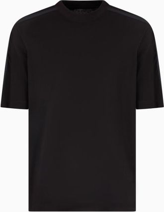 A|X Armani Exchange Mens Black Logo Tape Tee, Size Large