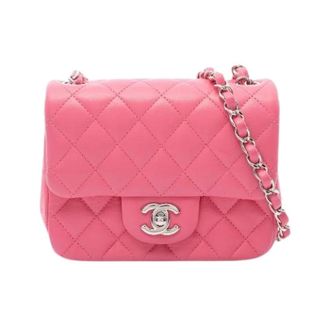 Chanel Pre-owned Mini Matelasse Lambskin Shoulder Bag - Dames - Pre-owned - Roze - Maat: ONE Size Leer