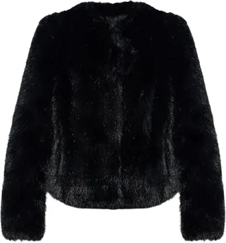 Stand Studio Brown Cropped Faux Fur Jacket