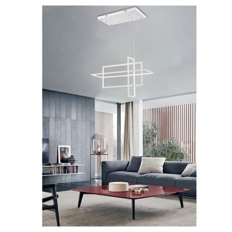 Trade Shop Lampadario Sospensione 3 Rettangoli Moderna Luce 4000k 3000k 6500k Bianca Lp-35 - -bianco Caldo - - Trade Shop Traesio