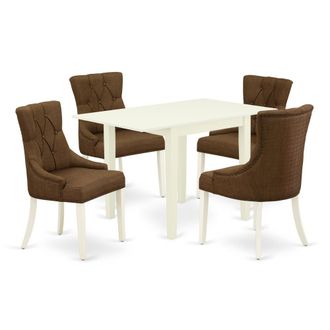 East West Furniture Dining Room Set Linen White, NDFR5-LWH-18