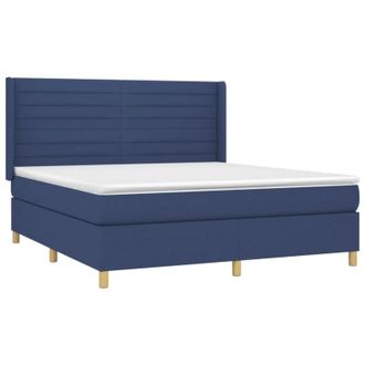 vidaXL Vidaxl - Cama Box Spring Colch&oacute;n Y Luces Led Tela Azul 160x200 Cm