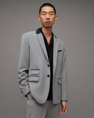 AllSaints Mens Polyester/Wool Buller Wool Blend Slim Fit Blazer, Size: 34