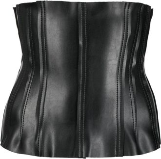 Norma Kamali Grace patent-finish corset - women - Polyurethane/Polyester/Spandex/Elastane - S - Black