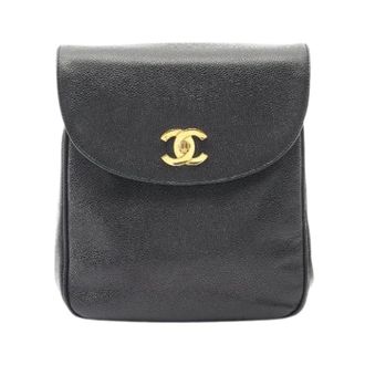 Chanel Pre-owned Coco Mark Grained Calf Rugzak - Dames - Pre-owned - Zwart - Maat: ONE Size Leer