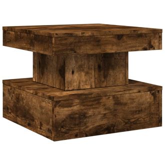 vidaXL Vidaxl - Mesa De Centro Con Luces Led Roble Ahumado 50x50x40 Cm