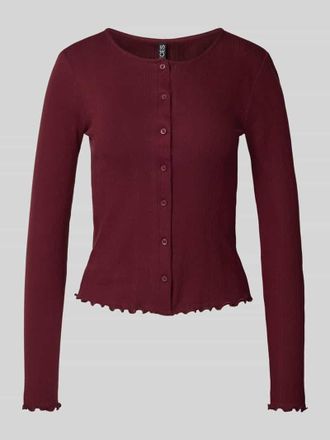 Pieces Slim Fit Strickjacke aus reiner Baumwolle Modell MARIE in Dunkelrot, Gr&ouml;&szlig;e S