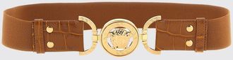 Versace Cintura Medusa Versace in pelle stampa cocco e tessuto stretch