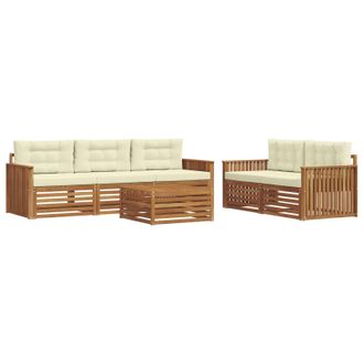 vidaXL Set Di Divani Da Esterno 6 Pz Naturale E Crema Vidaxl