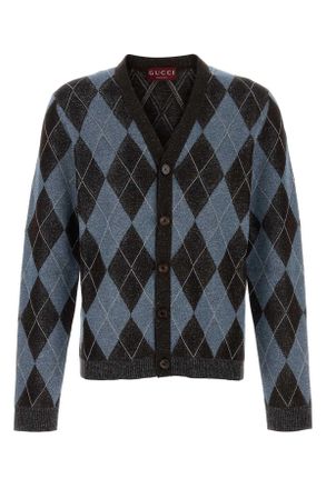 Gucci Embroidered Stretch Wool Blend Cardigan