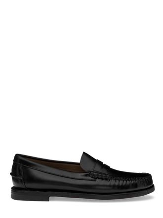 Sebago Polished Leather Flats With Moccasin Stitching And Penny Loafer Detail