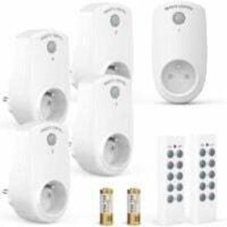 OEM Juego De 5 Enchufes Inal&aacute;mbricos Con Control Remoto - Alcance De 30 M - Incluye 2 Mandos A Distancia - Interruptor De Encendido/apagado - Carcasa De A