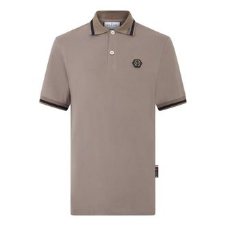 Philipp Plein Polo Shirt Ss Logo - Heren - Polos - Beige - S - Katoen - Tops