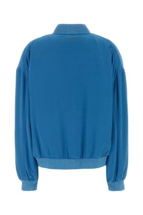 Versace Womens Light-Blue Poplin Jacket Azur Giubbini