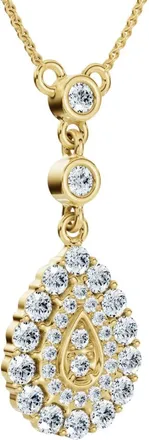 Pompeii3 1/2Ct Pear Shape Dangle Bezel Penant Gold Necklace 1 Tall Lab Grown