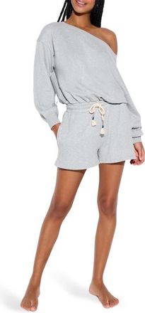 Spiritual Gangster La Vida Long Sleeves Cotton Blend French Terry Romper in Heather Grey at Nordstrom, Size X-Large