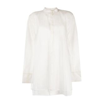 R&oacute;he Overhemden, Dames, Beige, M, Organza, Double Layered Organza Top