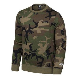 Nike Mens Nike SB Camouflage Fleece Lined Round Neck Pullover Military Green AT9769-222